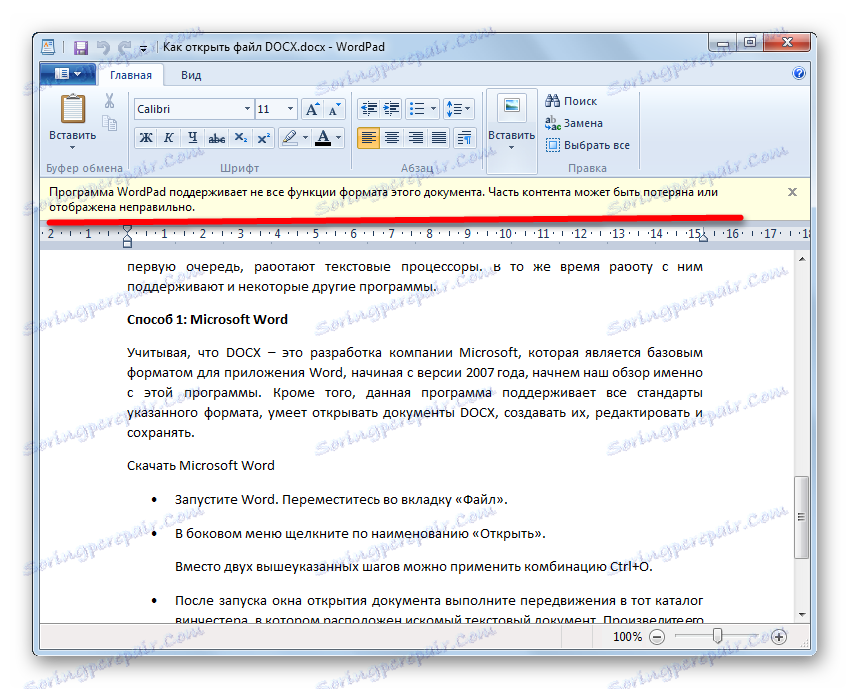 Dokument DOCX je otvorený v programe WordPad