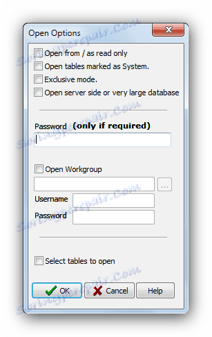 Opcje otwierania pliku w MDB Viewer Plus