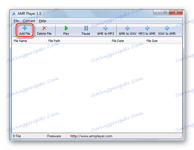 Idite na prozor otvorene datoteke pomoću gumba na alatnoj traci u AMR Playeru