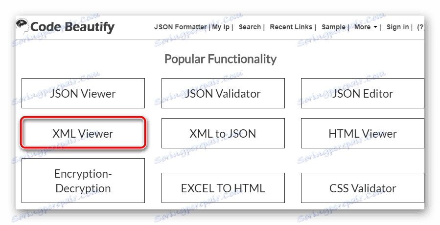 به ویرایشگر XML در سرویس Code Beautify بروید.