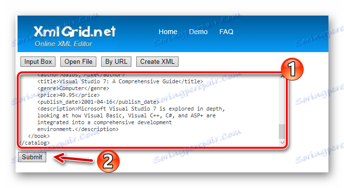 محتویات سند XML را در فیلد متن سرویس XmlGrid قرار دهید.