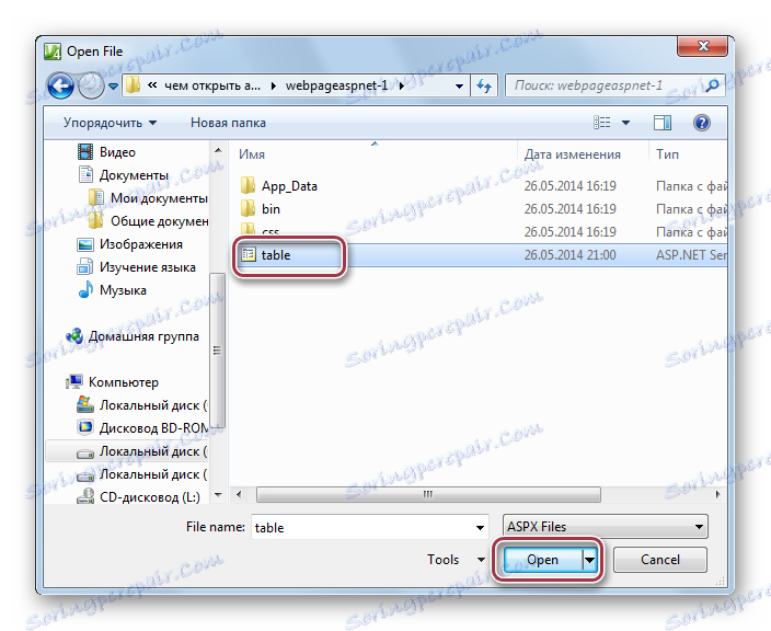 izberite datoteko v programu Microsoft Expression Web