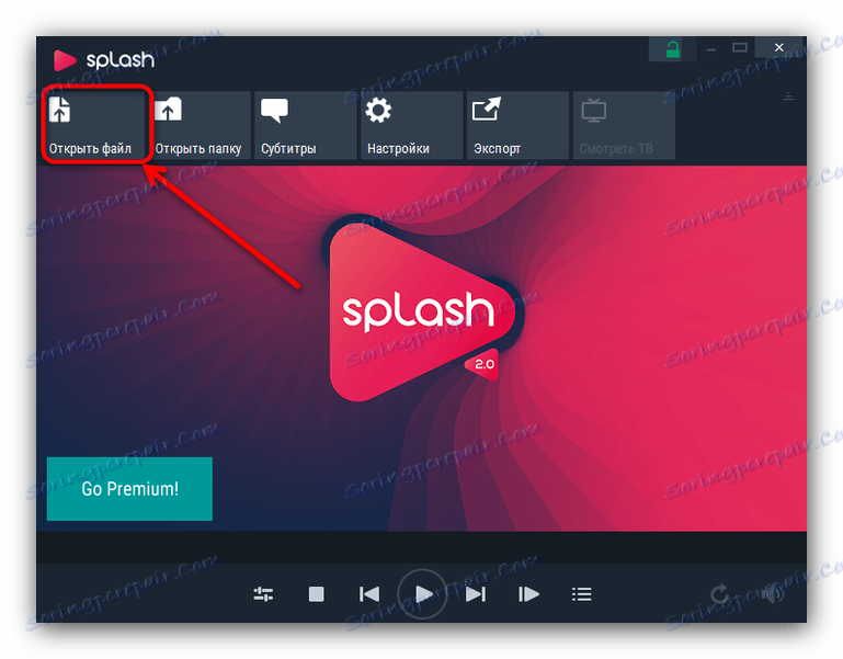 Skočni izbornik s gumbom Open Splash