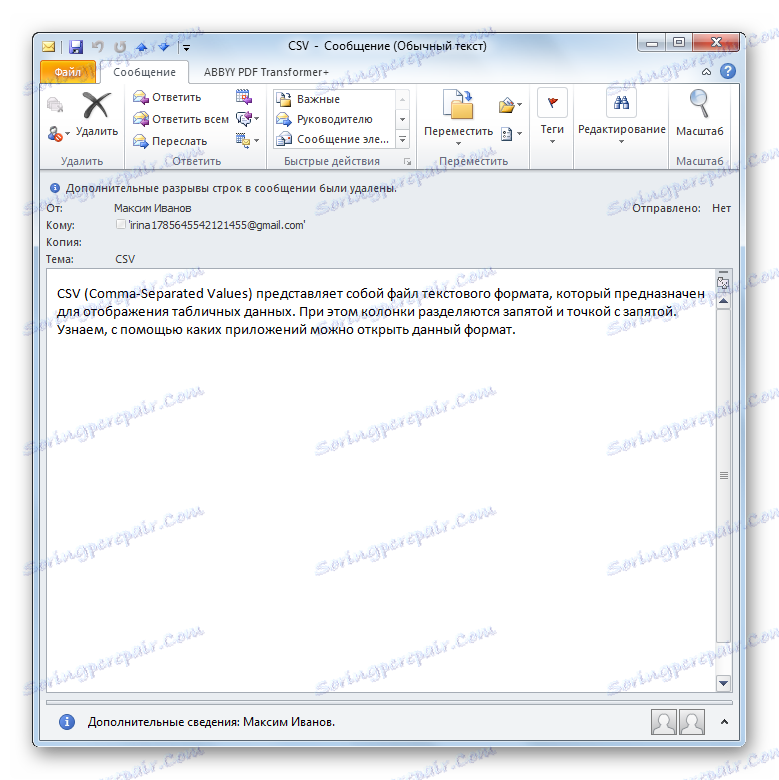 Zaimportowana litera jest otwierana w programie Microsoft Outlook