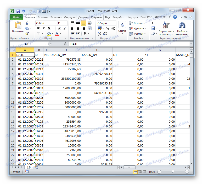 Запрос к dbf файлу из excel