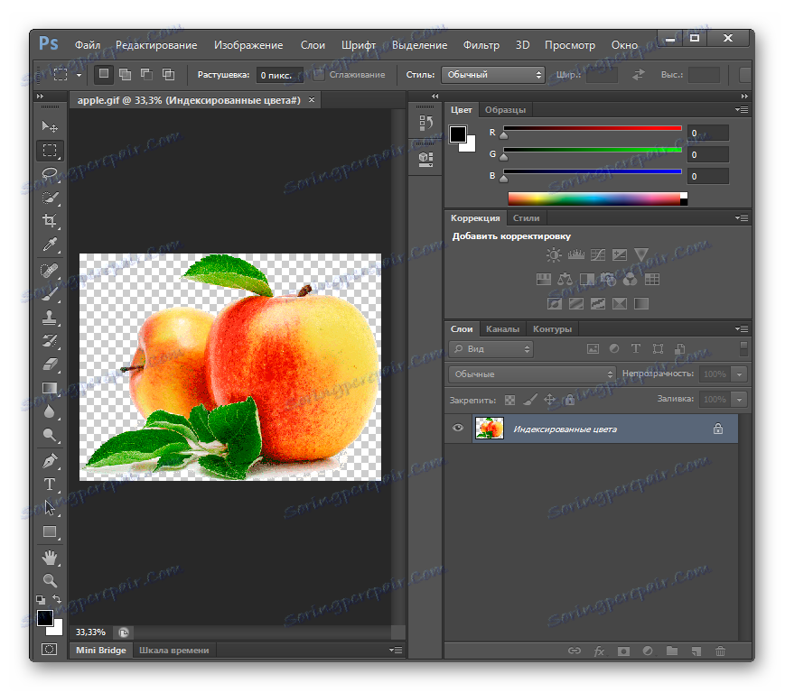 Ізобраеніе GIF відкрито в програмі Adobe Photoshop