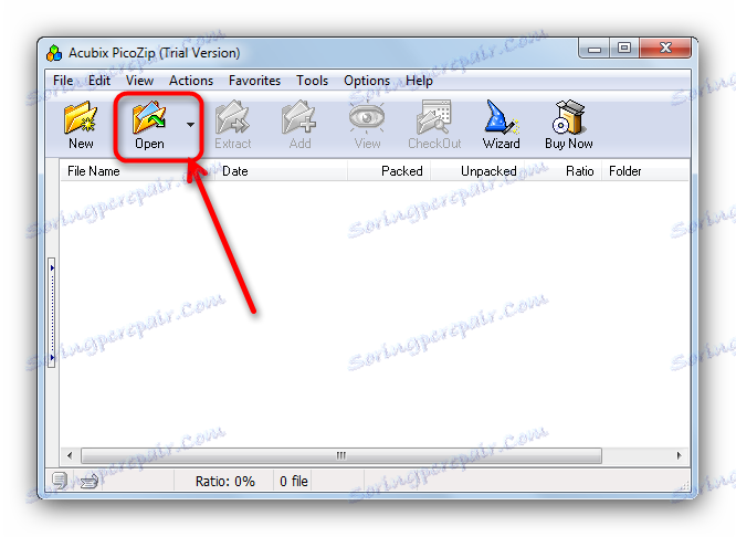 الطريقة الثانية لفتح ملف في PicoZip