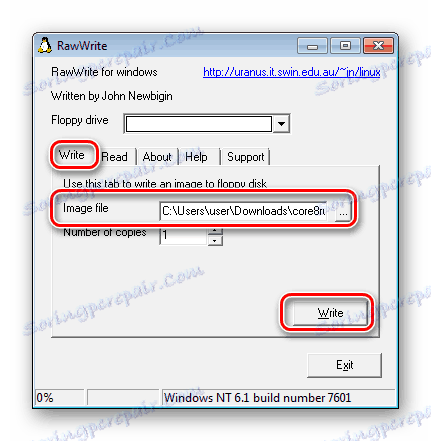 Інтерфейс програми RawWrite