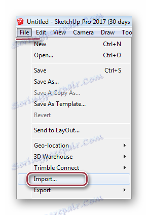 datoteko menija v SketchUp