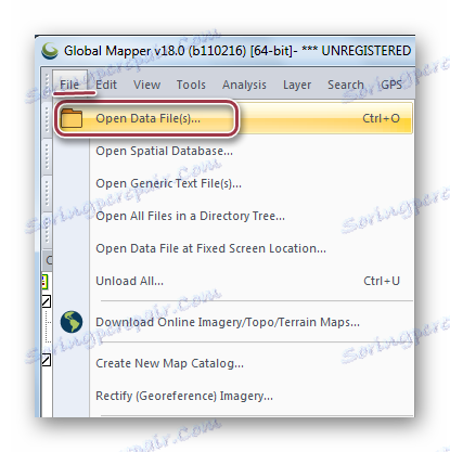 datoteko v meniju Global Mapper