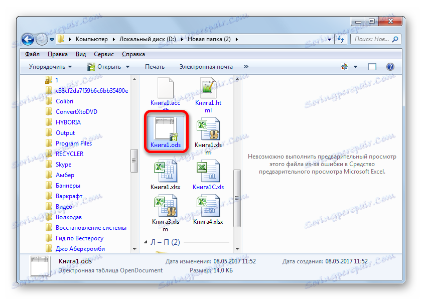 Otvorte súbor ODS v programe Windows Prieskumník pomocou programu Apache OpenOffice Calc