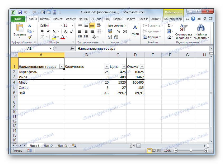 Súbor s príponou .ODS sa otvorí v programe Microsoft Excel