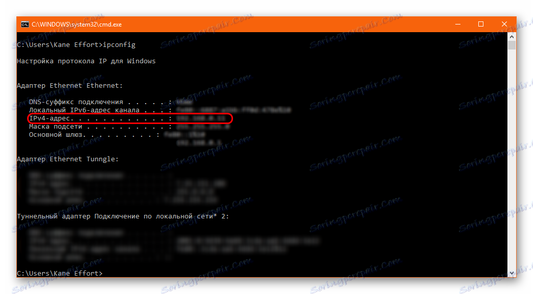 Naslov IP v konzoli