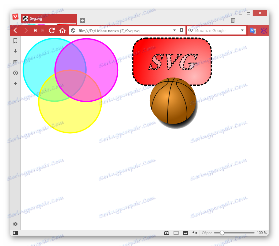 فایل SVG در مرورگر Vivaldi باز می شود