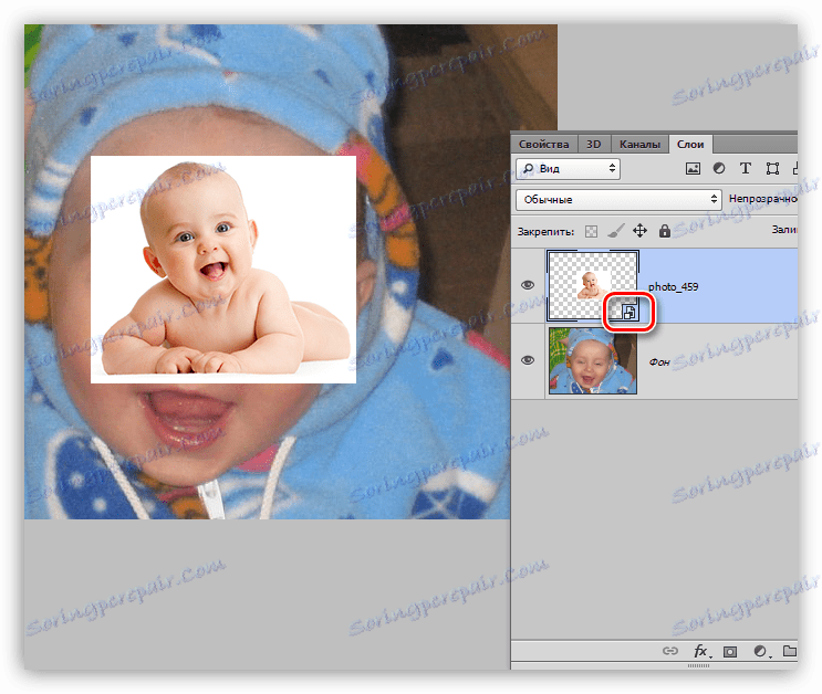 Ikona inteligentnego obiektu na warstwie ze zdjęciem dawcy podczas otwierania oczu w Photoshopie
