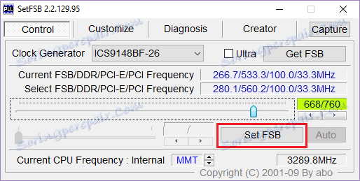 Збереження нової частоти в SetFSB