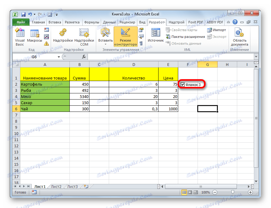 Začiarkavacie políčko je nainštalované v programe Microsoft Excel