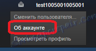 Otvorenie stránky s informáciami o účte v službe Steam