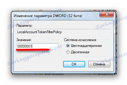 Změňte hodnotu nového parametru v registru na systém Windows 7