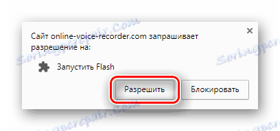 Potrditev dovoljenja za zagon Adobe Flash Player na spletnem mestu zvočnikov
