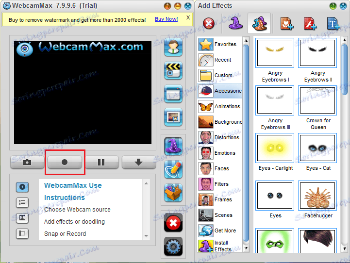 Започните снимање у ВебцамМак-у за чланак Како снимити видео снимак са веб камере