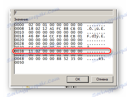 Proces wyszukiwania wiersza 0038 w oknie Edytora rejestru systemu Windows 7