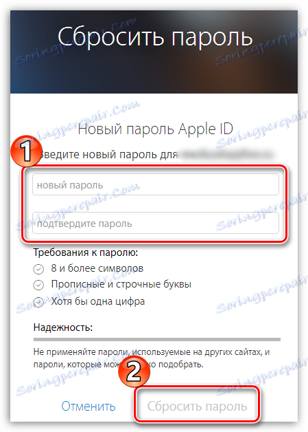 Zadání nového hesla pro Apple ID