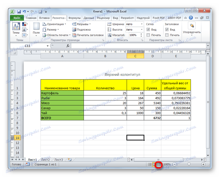 Вимкнення колонтитулів в програмі Microsoft Excel