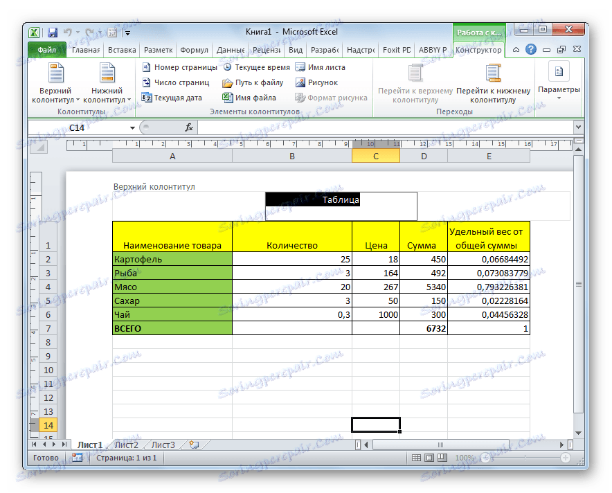 Видалення колонтитула в програмі Microsoft Excel