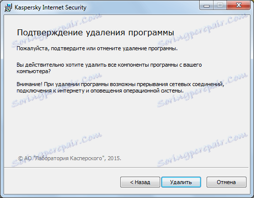 okno pre konečné odstránenie aplikácie Kaspersky Internet Security