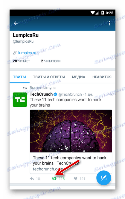 Prepojte sa v informačnom kanáli Twitter mobilnej aplikácie