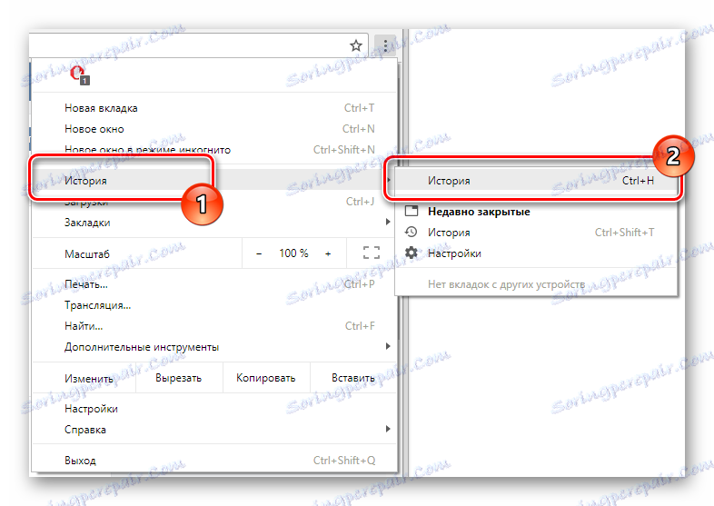 Pojdite na razdelek Zgodovina prek glavnega menija v brskalniku Google Chrome