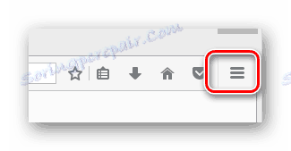 Odpiranje glavnega menija v brskalniku Mozilla Firefox