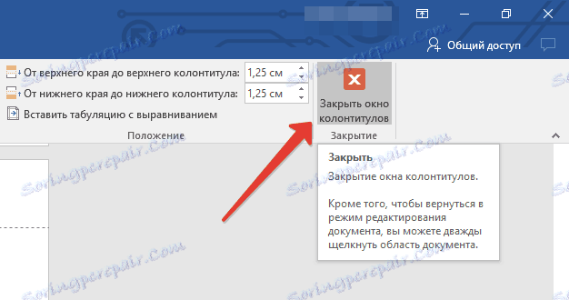 Zatvorite prozor Header i Footer u programu Word