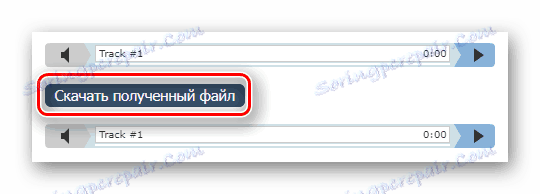 Gumb za nalaganje končane obdelane zvočne datoteke na spletni strani RuMinus