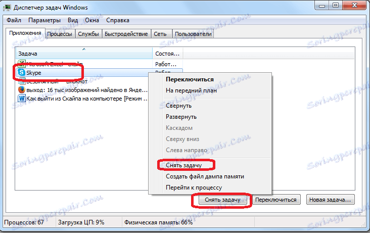 Odebrání úkolu Skype v Správci úloh
