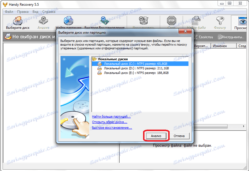Beh Analýza disku s Handy Recovery