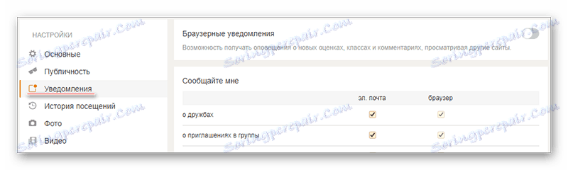 Шляхом встановлення категорій в Одноклассниках