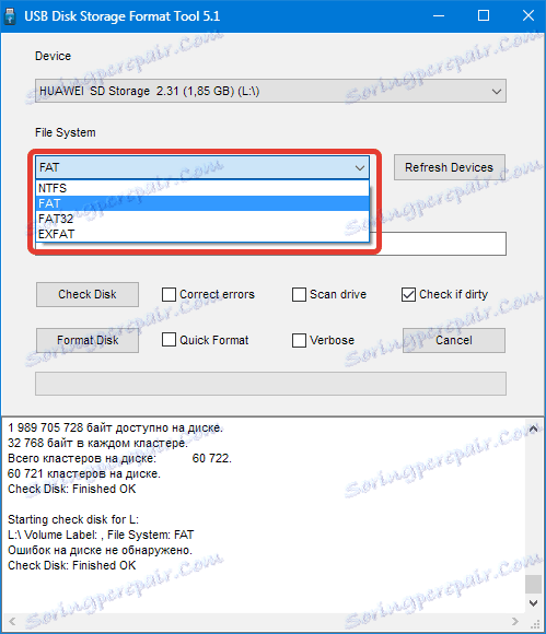 Výber nástroja HP USB Disk Storage Format