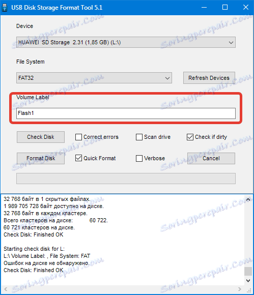 Premenovanie jednotky na nástroj HP USB Storage Format Format