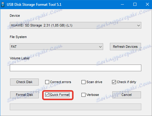 Rýchle formátovanie nástroja HP USB Disk Storage Format