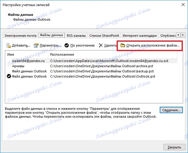 Otwórz przycisk Lokalizacje plików w programie Outlook