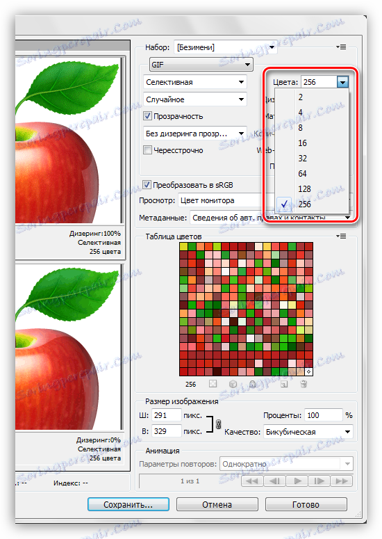 Nastavenie maximálneho počtu farieb v indexovej tabuľke pri ukladaní hypha vo Photoshope