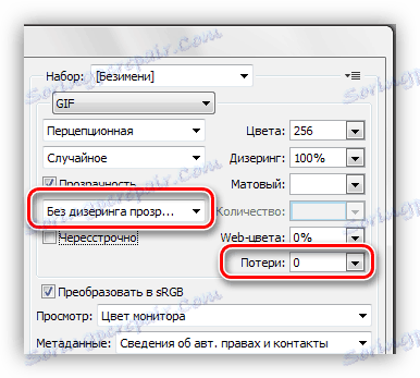 Nastavenia pre rozptýlenie priehľadnosti a straty dát pri zachovaní Hypha vo Photoshope