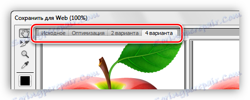Voľba možností zobrazenia v okne nastavení pre uloženie hyfy vo Photoshope
