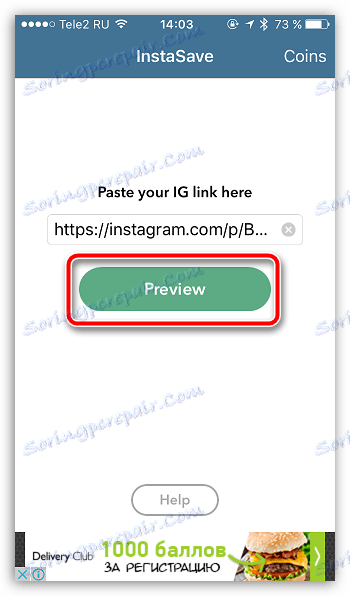 Vyhledání fotografie v aplikaci InstaSave