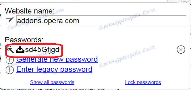 Vložte heslo z Easy Passwords do opery