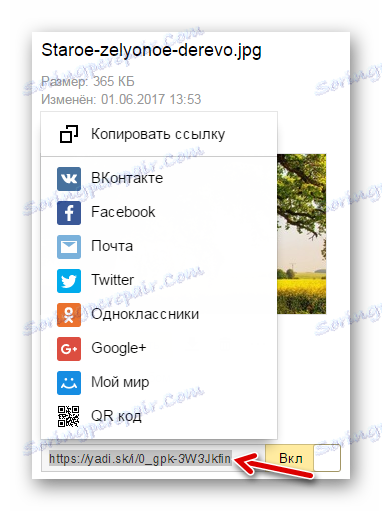 Odkaz na soubor Yandex a způsoby jeho odeslání