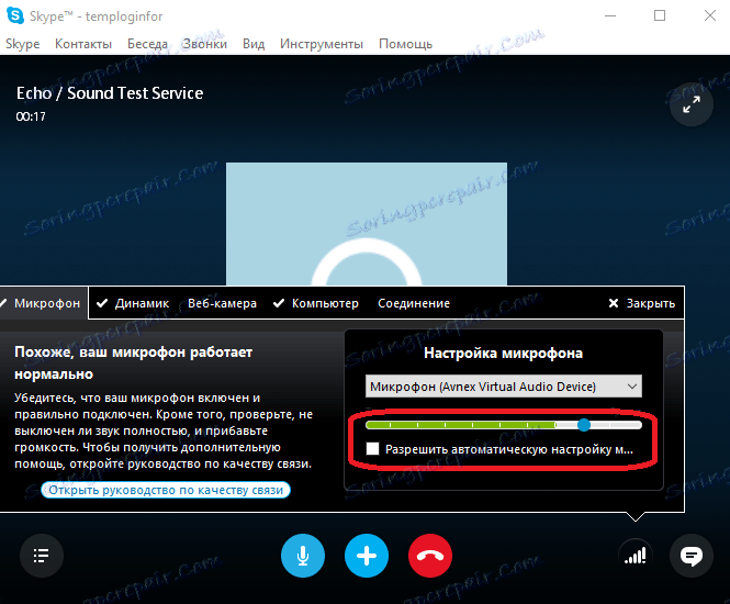 Nastavení hlasitosti mikrofonu v aplikaci Skype