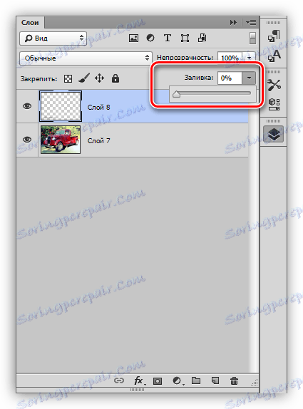 Попълнете непрозрачността в Photoshop
